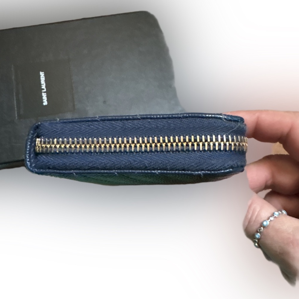 Saint Laurent Navy Blue Wallet with Gold YSL 🔥 - Picture 5 of 10